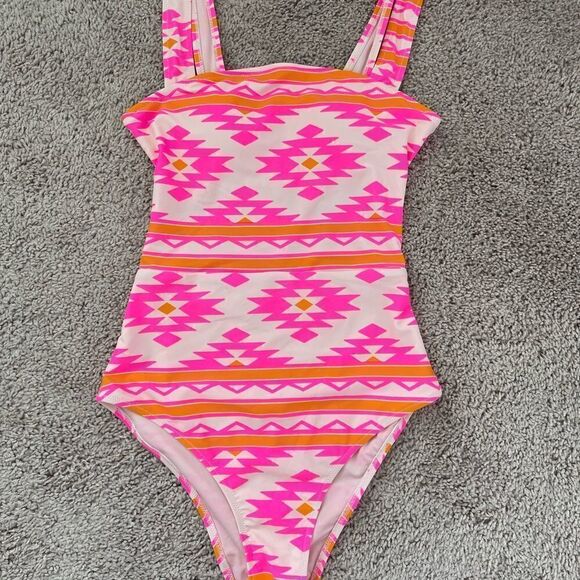 ❤️Aerie | Pink Orange Cheeky One Piece Swimsuit - Picture 1 of 4